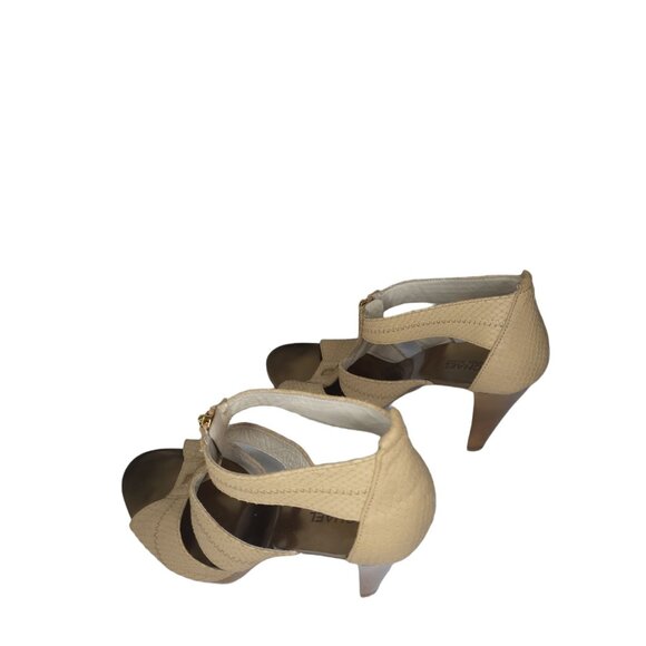 Michael Kors Stilettos Women Sz 10M Front Zip Leather Open Toe Designer Workwear - Picture 6 of 7